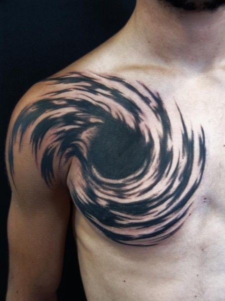 Tatuajes en pecho completo hombre espiral de nebulosa
