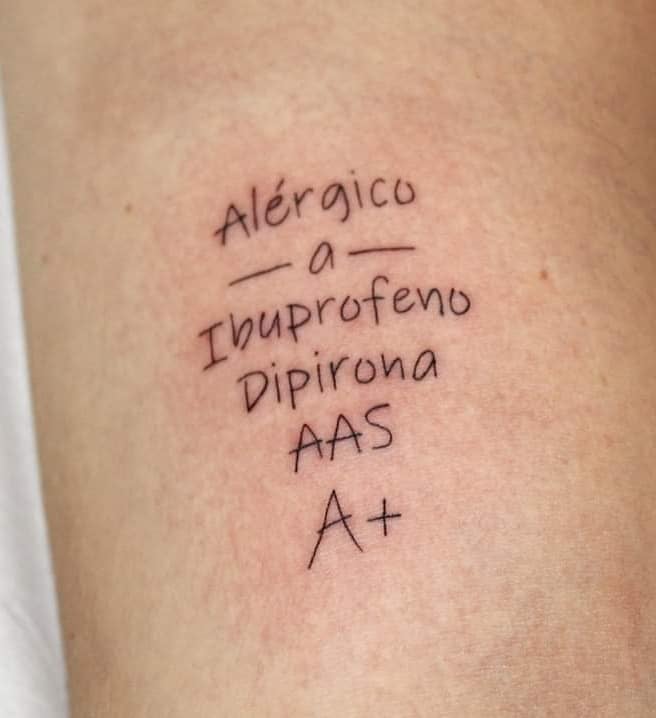 Tatuajes para Alergicos Alergico a Ibuprofeno Dipirona AAS A positivo