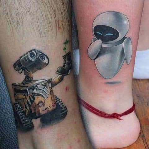 Tatuaggi per coppie Wall E Robot e Robota