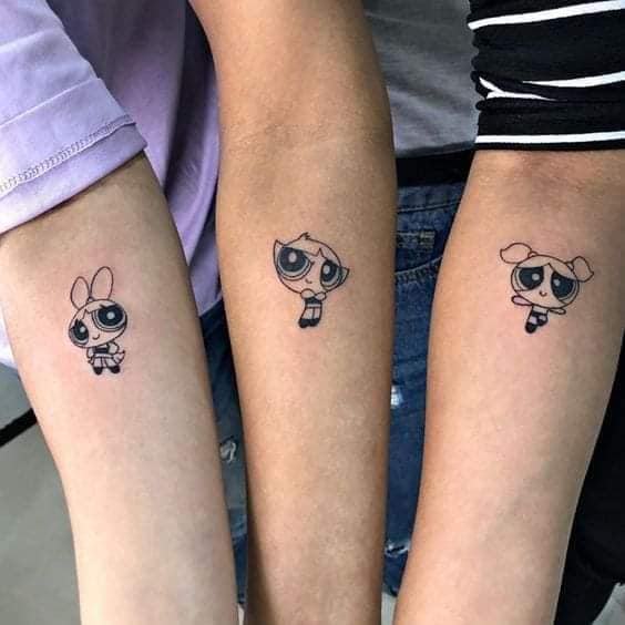 Tatuajes para amigas hermanas parejas tres chicas superpoderosas