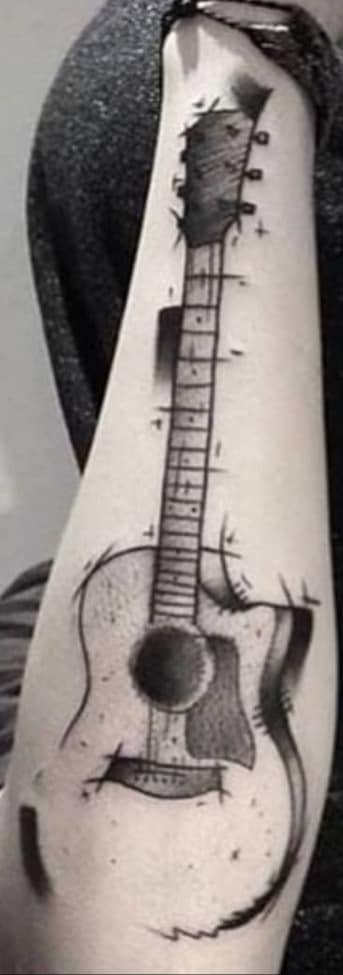Acoustic guitar musical instrument tattoos for women