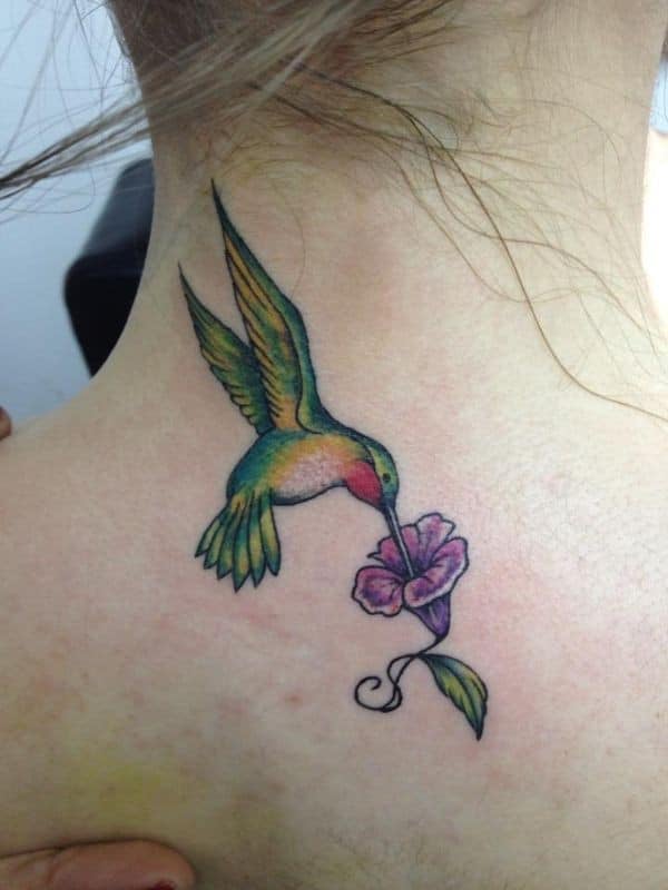 Tinkerbell flower hummingbird tattoos for women