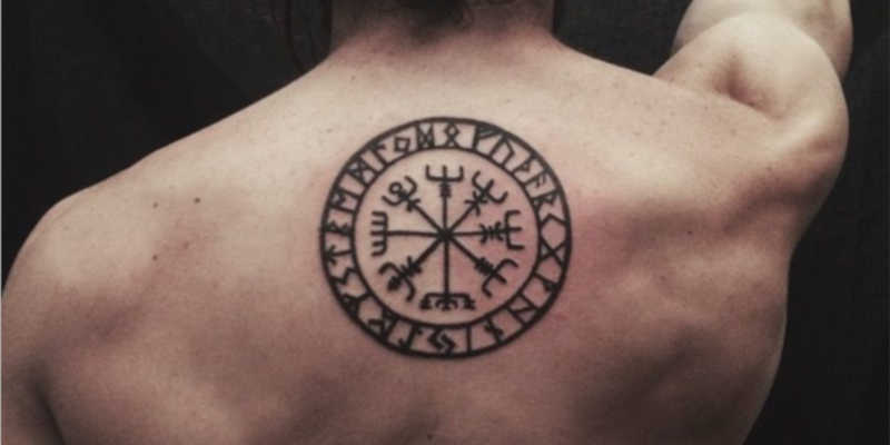 Vegvisir Icelandic runic compass on back