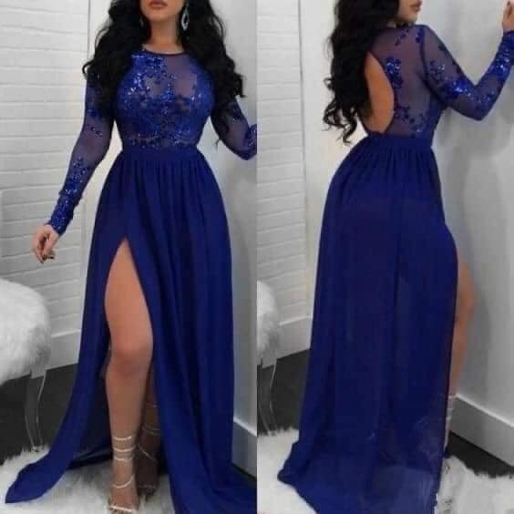 Blue tone dresses upper part with lace and transparencies