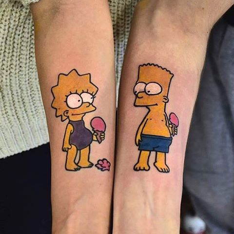 tattoos for friends sisters cousins bart and lisa simpsong